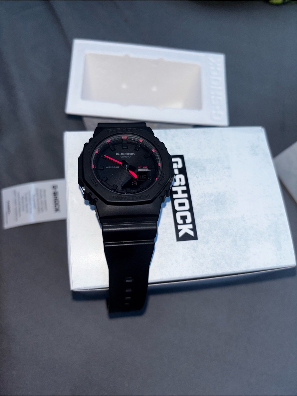 G-SHOCK Black Resin Men's Watch with Red Accents